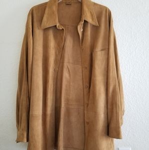 JOY Genuine Leather Camel Cardigan Size L Large
